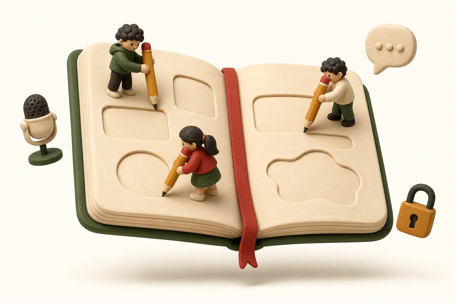 A notebook diorama representing a tutor that waits for the student